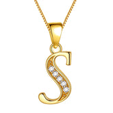 Letter S Initial Necklaces 925 Sterling Silver - Necklaces - Aurora Tears Jewelry